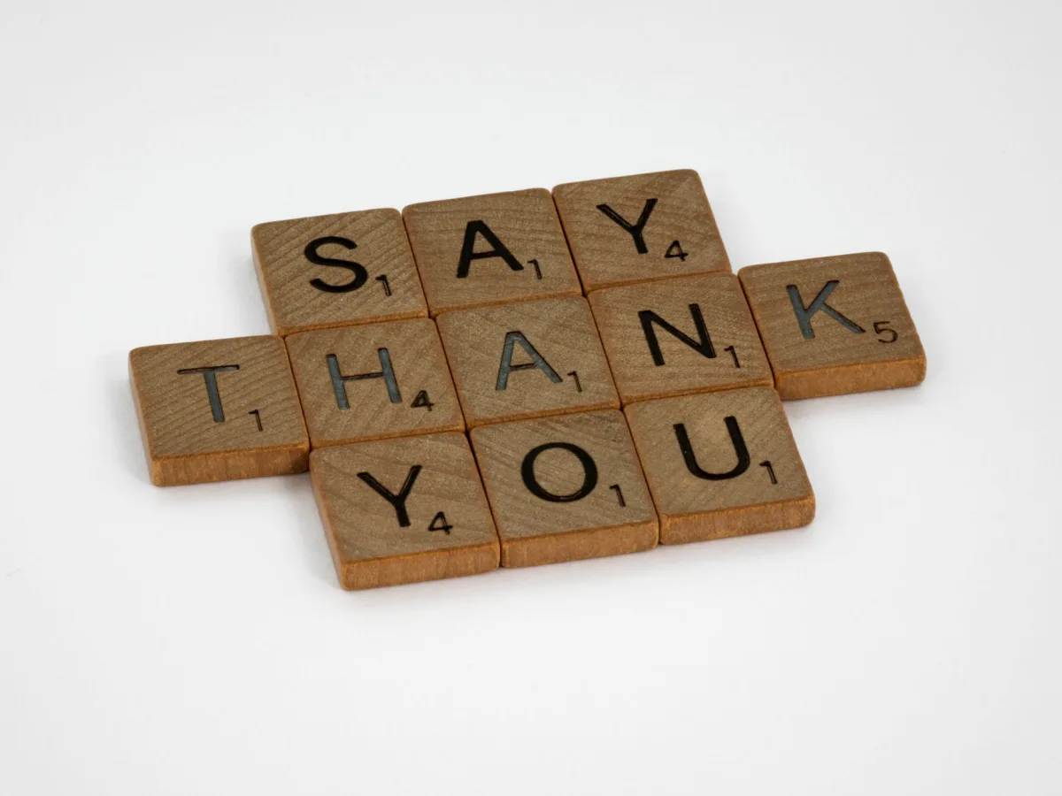Wooden Scrabble tiles arranged spell 'Say You' on a white background.