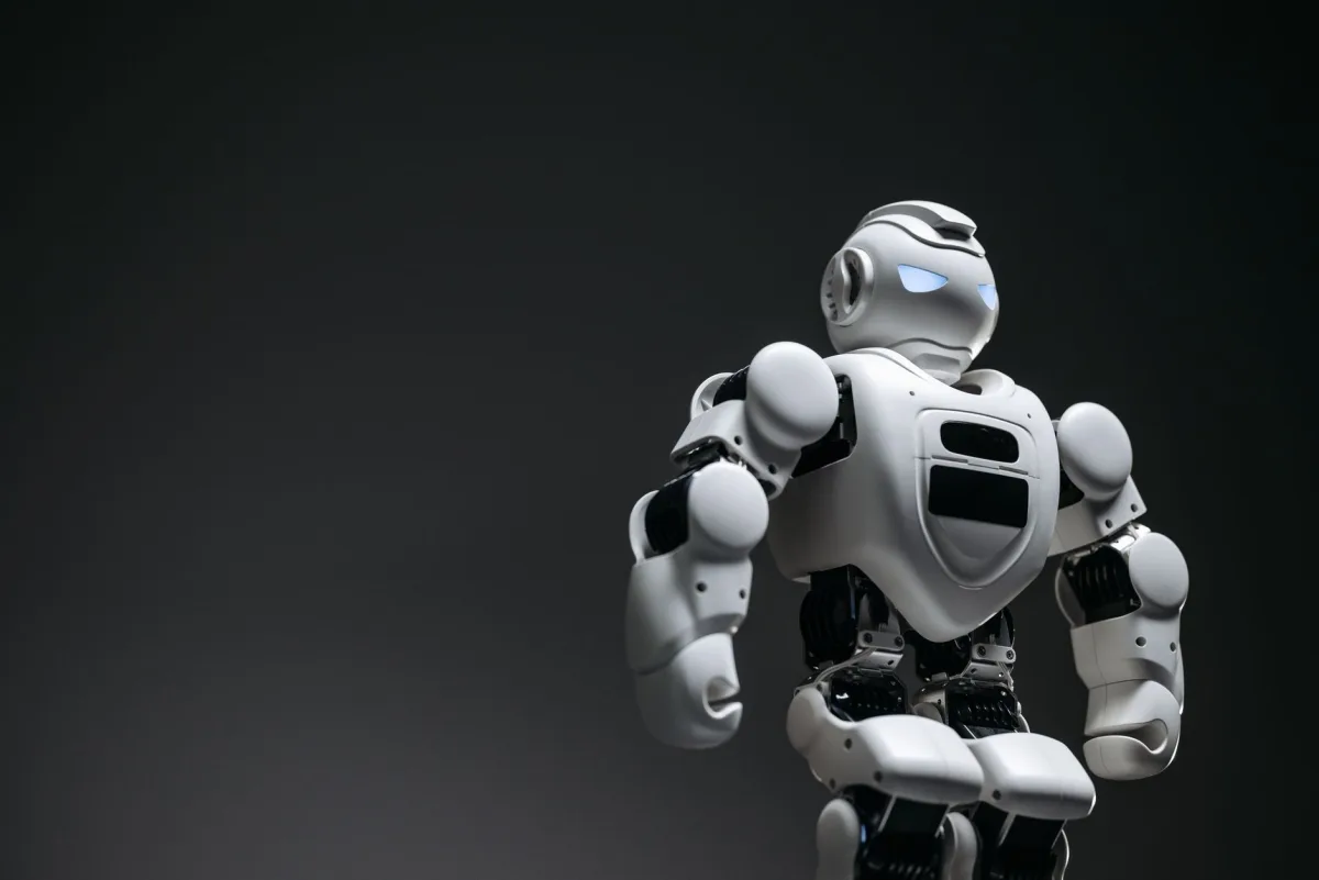 A futuristic robot, captured in a close-up studio shoot, showcasing innovation and design.